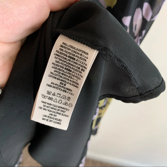 Free People Black Floral Trapeze Dress Small - Picture 3 of 4